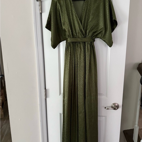 Baltic Born Olive Green Textured Dress Tie Waist – Size M - Picture 7 of 7